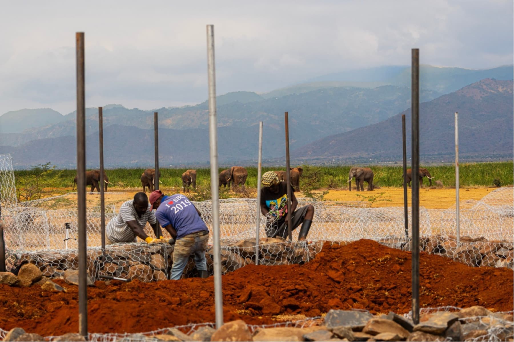 Packing gabion baskets along the boundary
